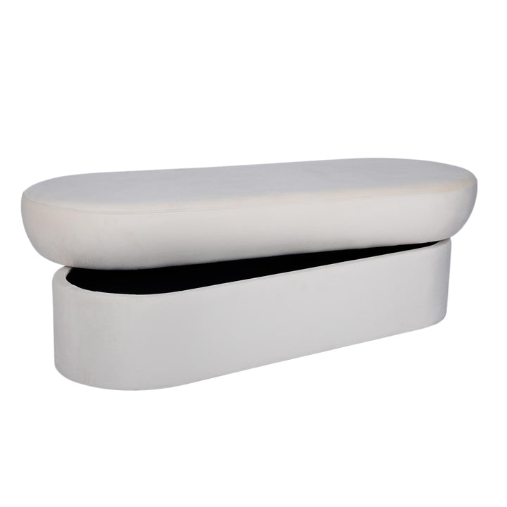 Andrea Performance Velvet Storage Bench (31"-50") - Cream / 50"