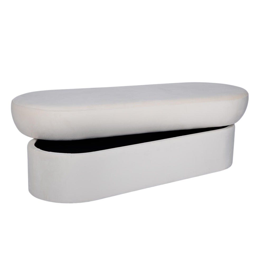 Andrea Performance Velvet Storage Bench (31"-50") - Cream / 50"