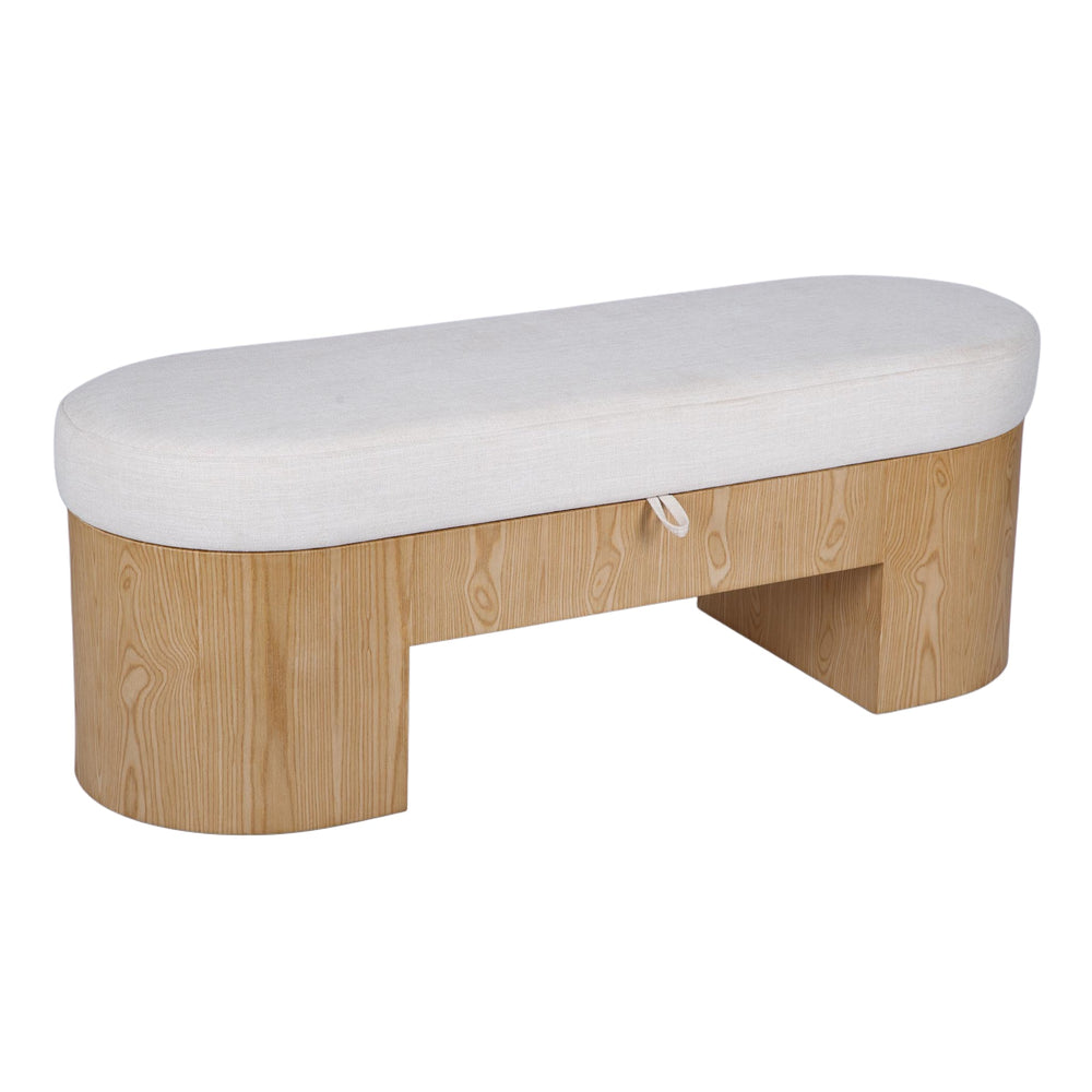 Poppi 49" Cream Performance Fabric Storage Bench