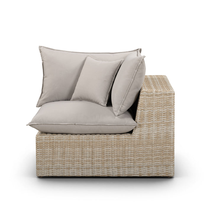 Cali Performance Fabric &amp; Wicker Outdoor Corner Chair