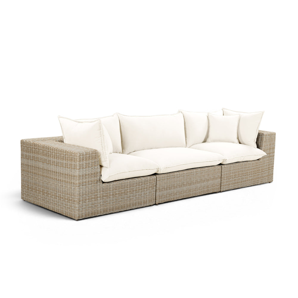 Cali 120" Performance Fabric & Wicker Outdoor Sofa