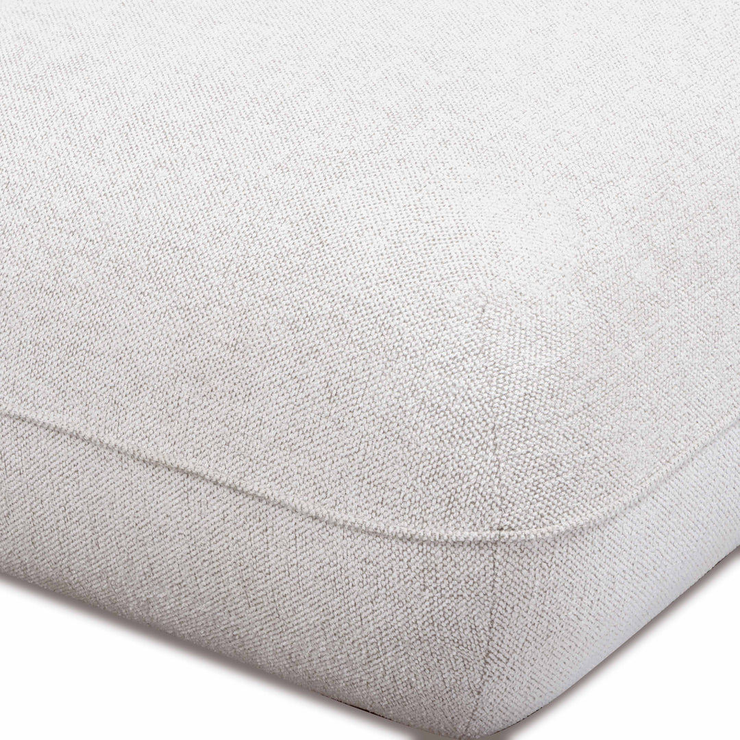 Arezza Stone White Contract-Grade Basketweave Chenille Ottoman