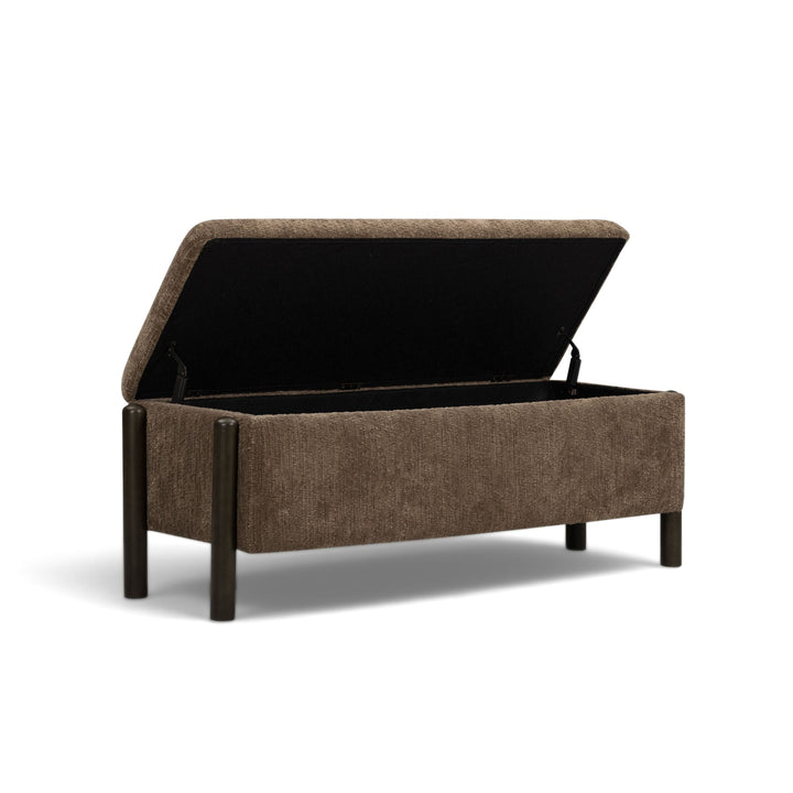 Abby 52" Brown Nubby Fabric Storage Bench