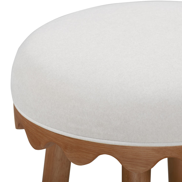 Oodle Cream Performance Vegan Mohair Bar Stool - Light Walnut