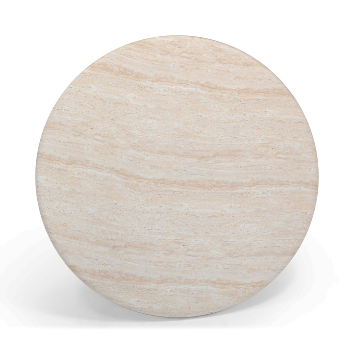Cynthia 36" Travertine &amp; Walnut Concrete Indoor/Outdoor Coffee Table