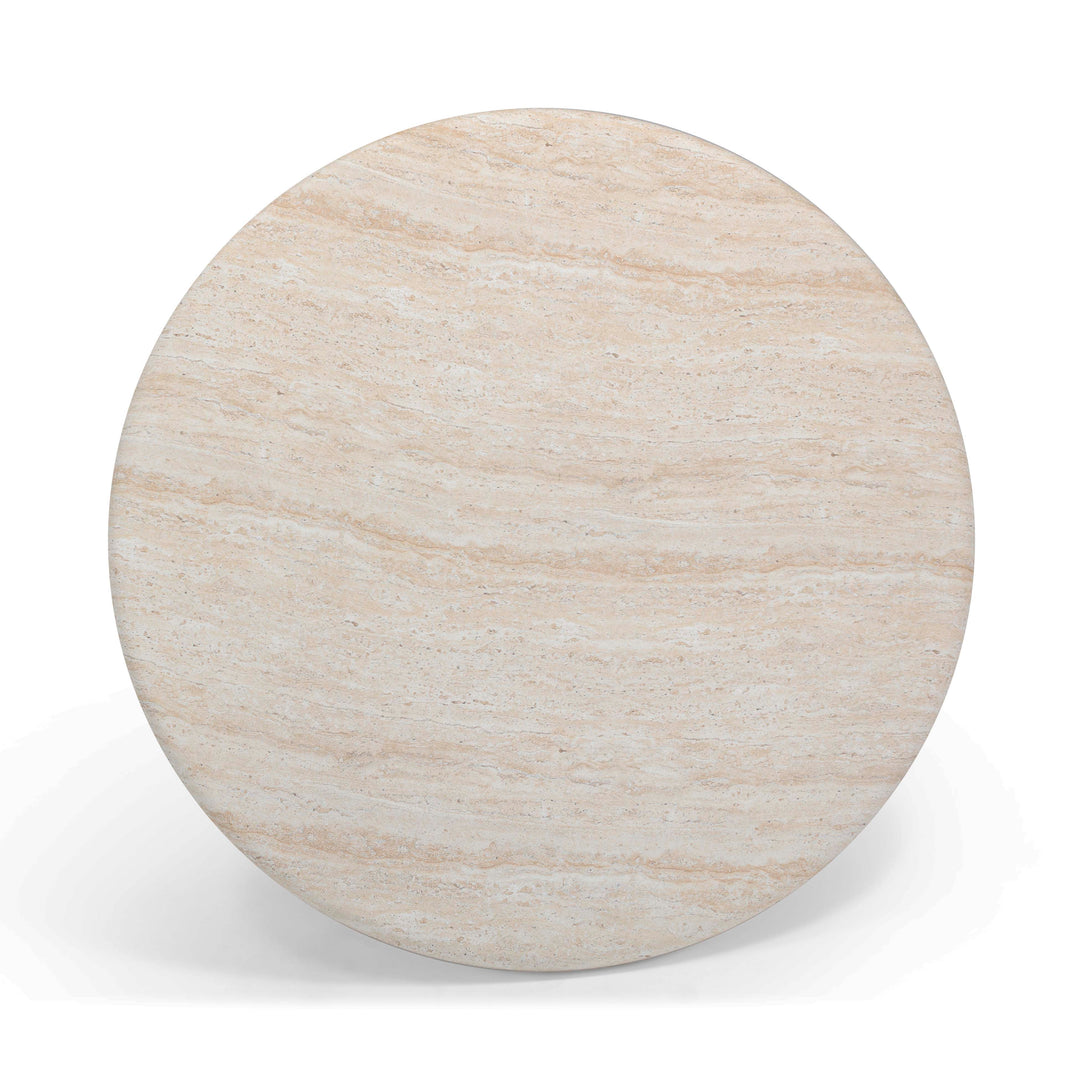Cynthia 36" Travertine & Walnut Concrete Indoor/Outdoor Coffee Table
