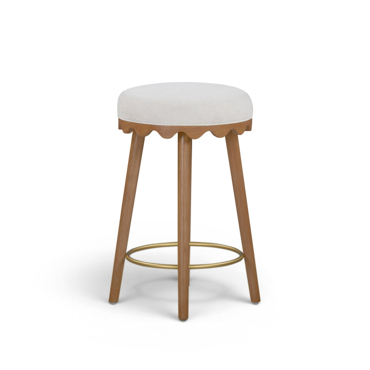 Oodle Cream Performance Vegan Mohair Counter Stool - Light Walnut