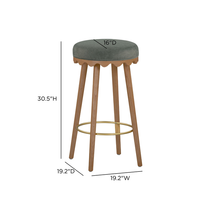Oodle Green Performance Vegan Mohair Bar Stool - Light Walnut