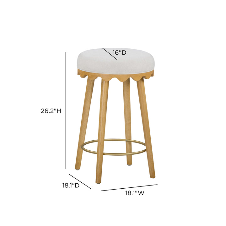 Oodle Cream Performance Vegan Mohair Counter Stool - Natural Ash