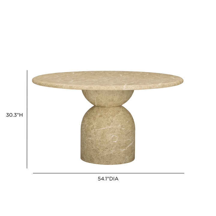 Cynthia 54" Light Emperador Marble Concrete Indoor/Outdoor Dining Table