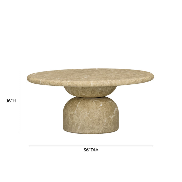 Cynthia 36" Light Emperador Marble Concrete Indoor/Outdoor Coffee Table