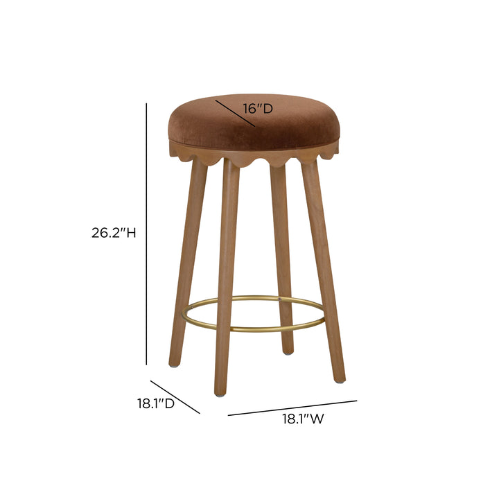 Oodle Bronze Performance Vegan Mohair Counter Stool - Light Walnut