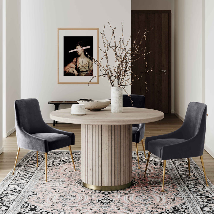 Beatrix Grey Performance Velvet Dining Chair - Gold Legs
