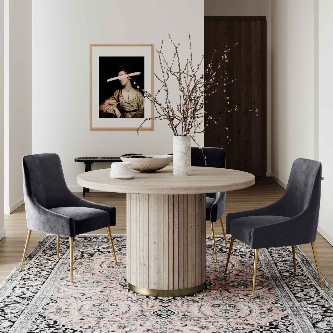 Beatrix Grey Performance Velvet Dining Chair - Gold Legs