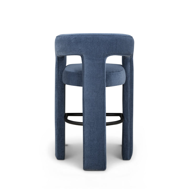 Malone Blue Denim Performance Chenille Bar Stool