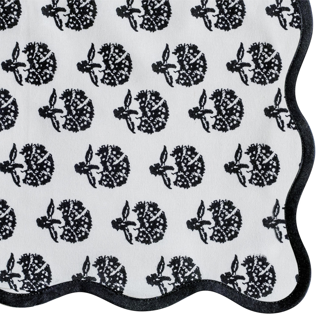 Crissy Black Vintage Floral Cotton Canvas Printed Napkins - Set of 4