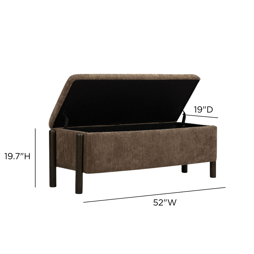 Abby 52" Brown Nubby Fabric Storage Bench