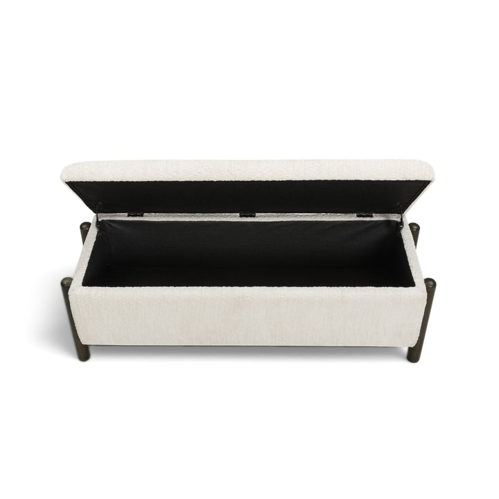 Abby 52" Cream Nubby Fabric Storage Bench