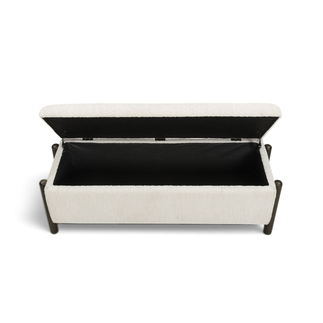Abby 52" Cream Nubby Fabric Storage Bench