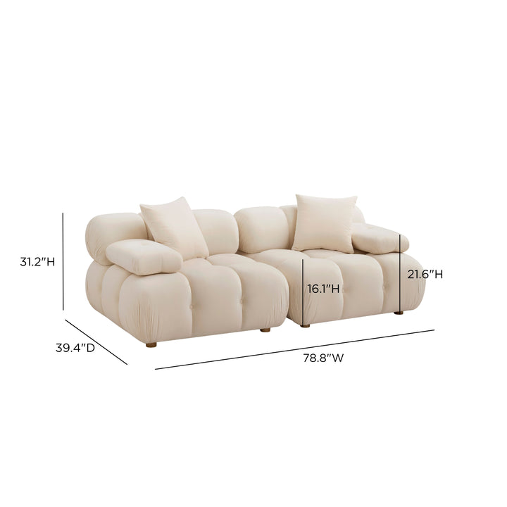 Calliope 79" Off-White Contract-Grade Performance Fabric Modular Loveseat