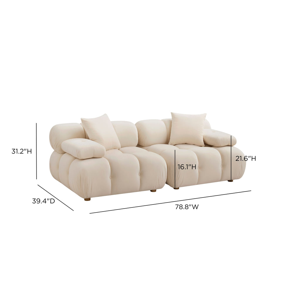Calliope 79" Off-White Contract-Grade Performance Fabric Modular Loveseat