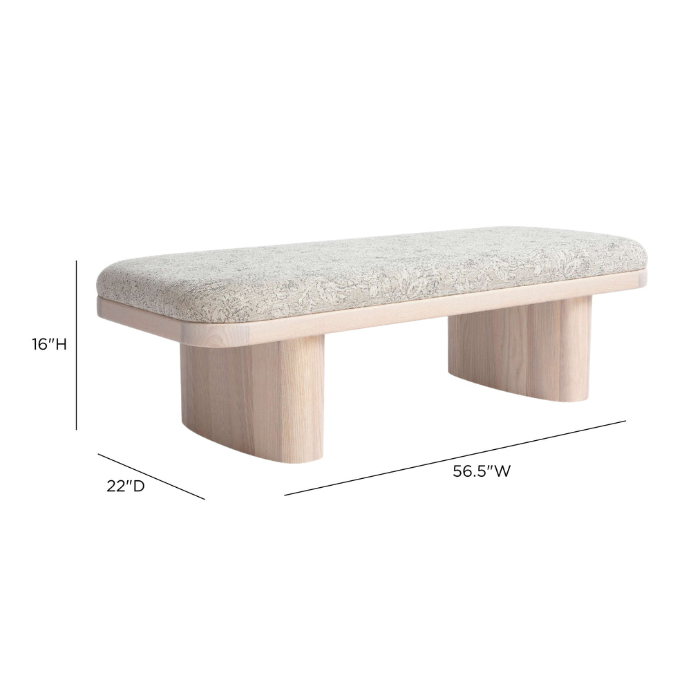Ollie Upholstered Bench (48"-57") - Neutral Floral / 57"