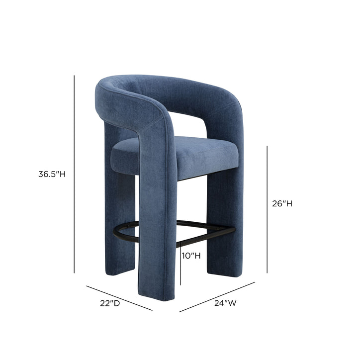 Malone Blue Denim Performance Chenille Counter Stool