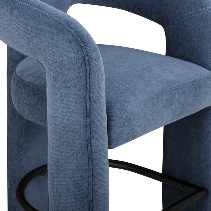 Malone Blue Denim Performance Chenille Bar Stool