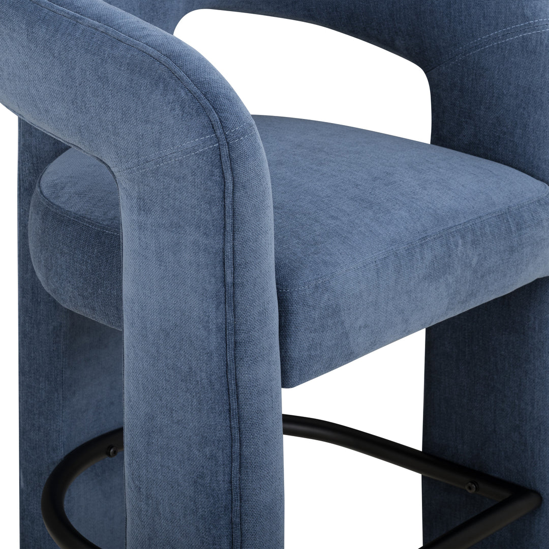 Malone Blue Denim Performance Chenille Bar Stool