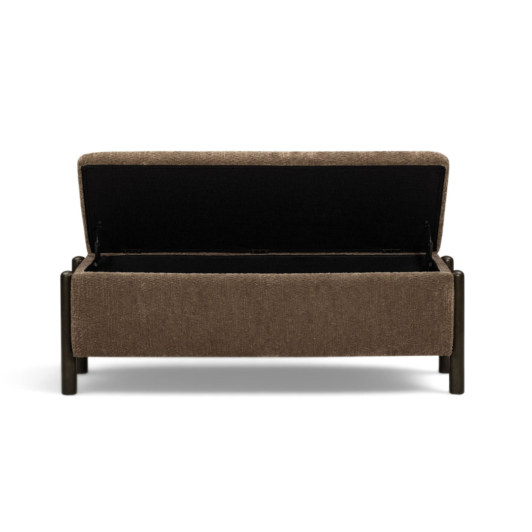 Abby 52" Brown Nubby Fabric Storage Bench