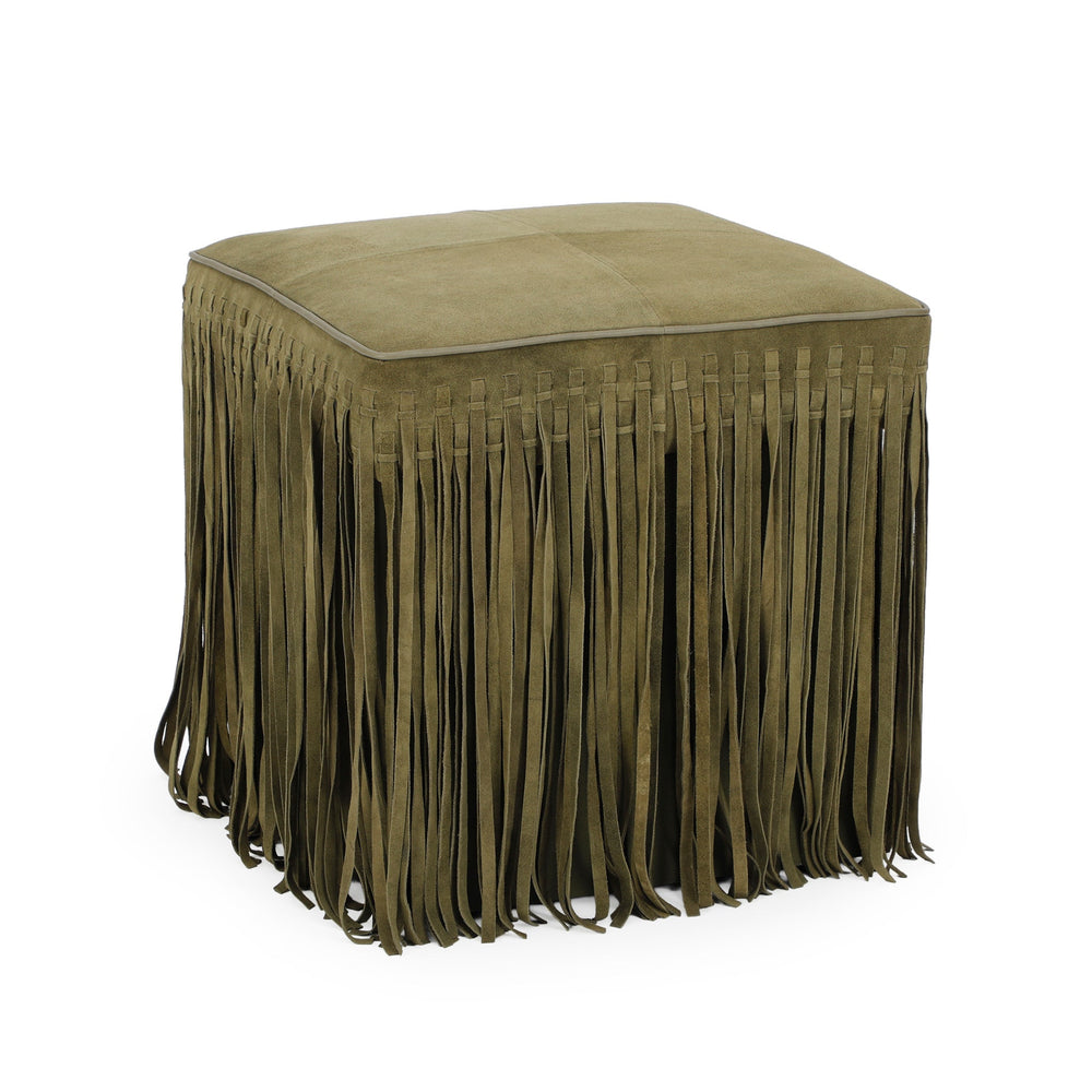 Daphne Square Suede Fringe Ottoman
