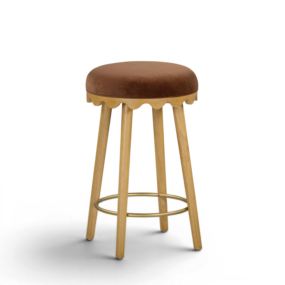 Oodle Bronze Performance Vegan Mohair Counter Stool - Natural Ash