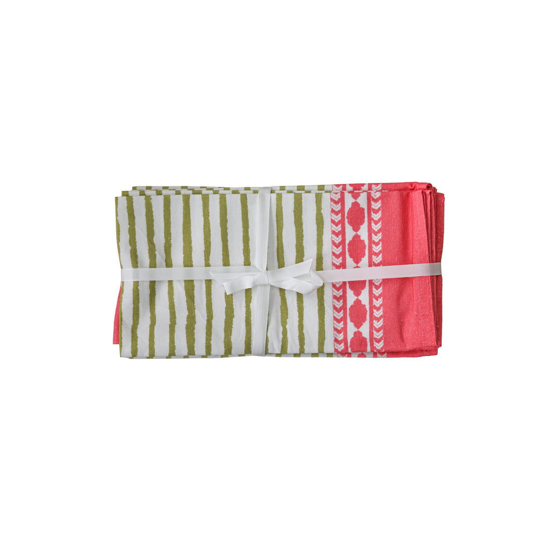 Crissy Pink Cotton Canvas Printed Napkins - Set of 4