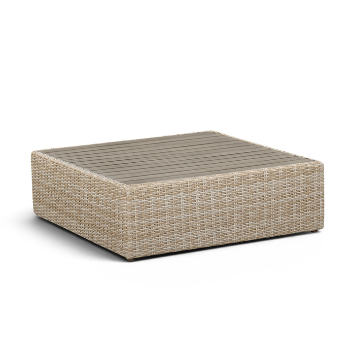 Cali Performance Fabric &amp; Wicker Outdoor Ottoman