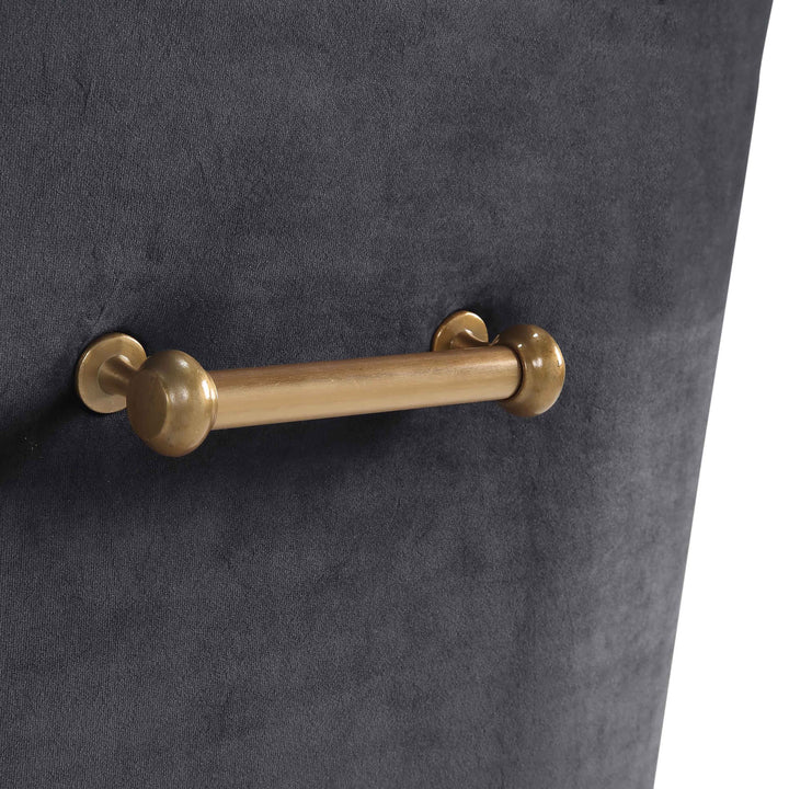 Beatrix Grey Performance Velvet Dining Chair - Gold Legs