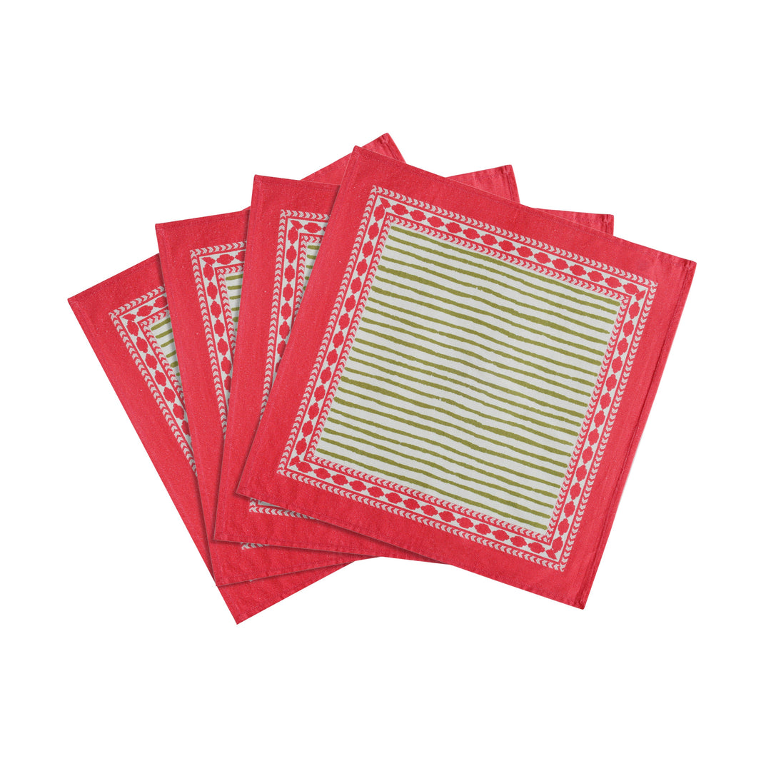 Crissy Pink Cotton Canvas Printed Napkins - Set of 4