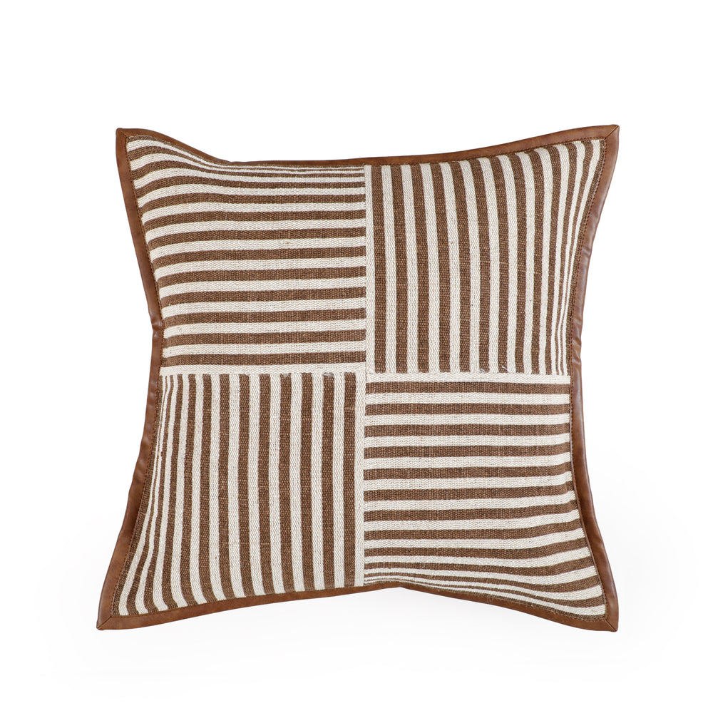 Kora 20" Cotton Jute Contract-Grade Throw Pillow - Brown / With Insert