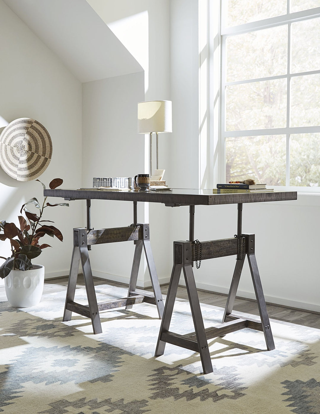 Medici Adjustable Desk in Charcoal Brown Desks modern furniture Contempo Furniture