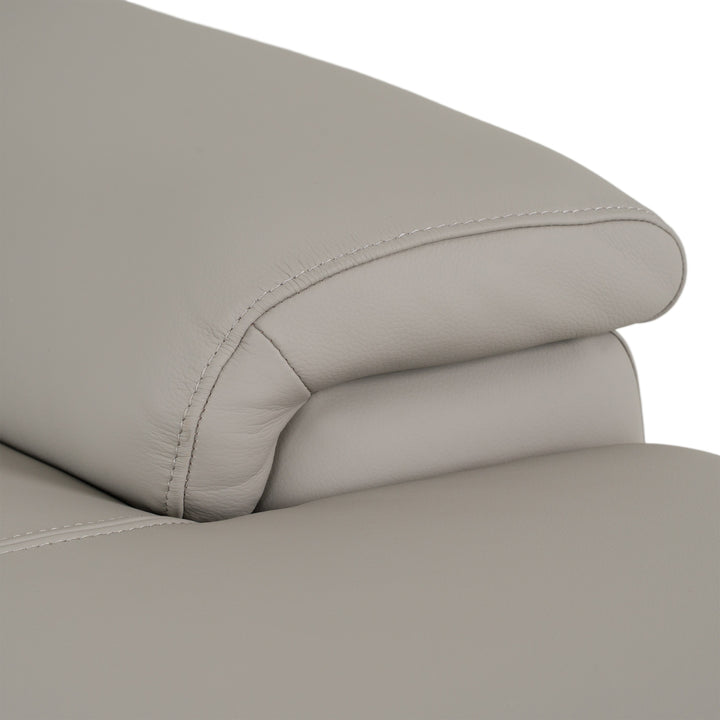 Meidas - Modern Light Grey Leather Sectional Sofa + 2 Recliners - Right Facing Chaise
