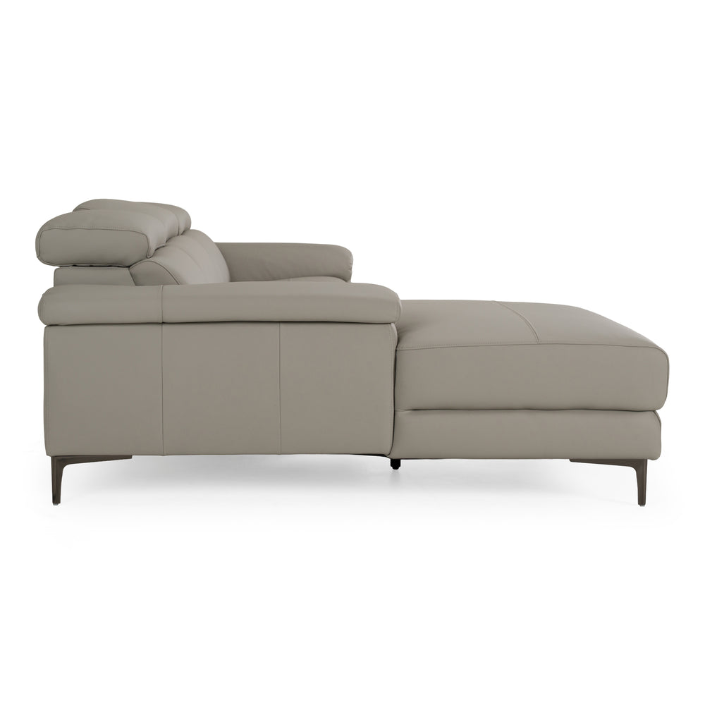 Meidas - Modern Light Grey Leather Sectional Sofa + 2 Recliners - Left Facing Chaise - View 5
