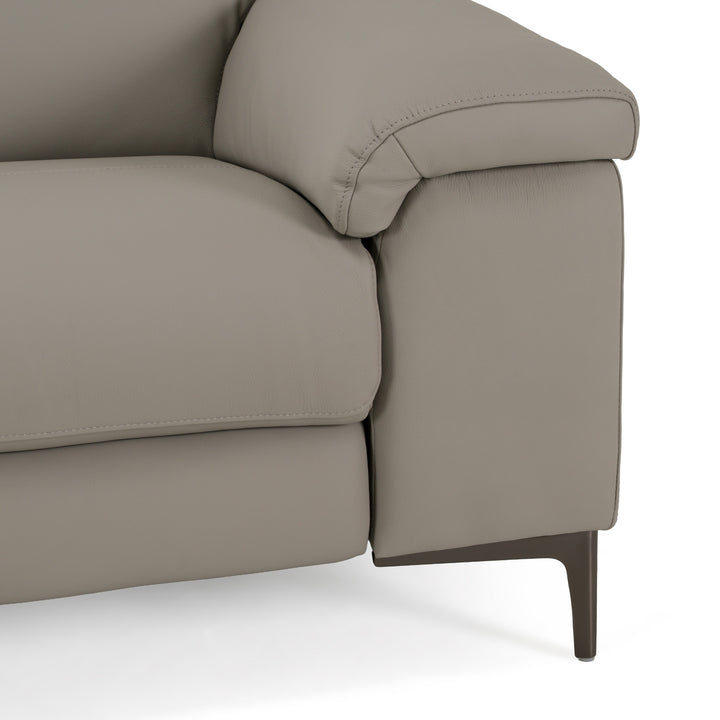 Meidas - Modern Light Grey Leather Sectional Sofa + 2 Recliners - Left Facing Chaise