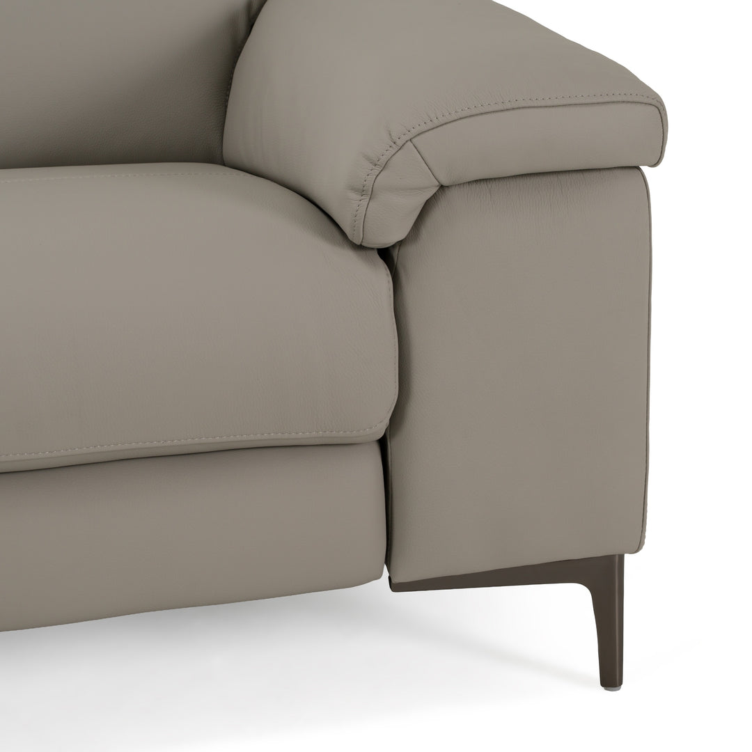 Meidas - Modern Light Grey Leather Sectional Sofa + 2 Recliners - Left Facing Chaise