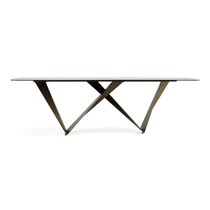 Melanie - Modern White Ceramic &amp; Brushed Brown Dining Table