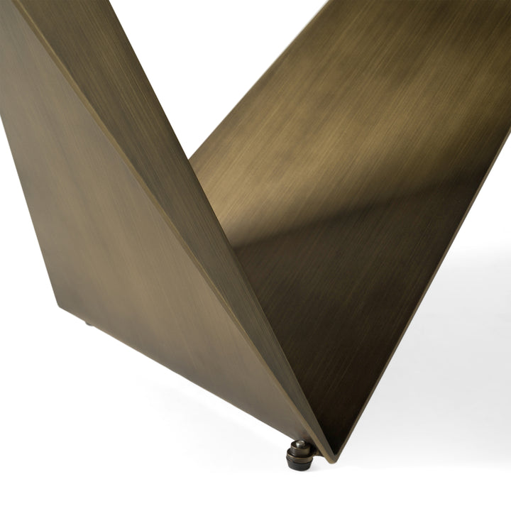 Melanie - Modern White Ceramic &amp; Brushed Brown Dining Table
