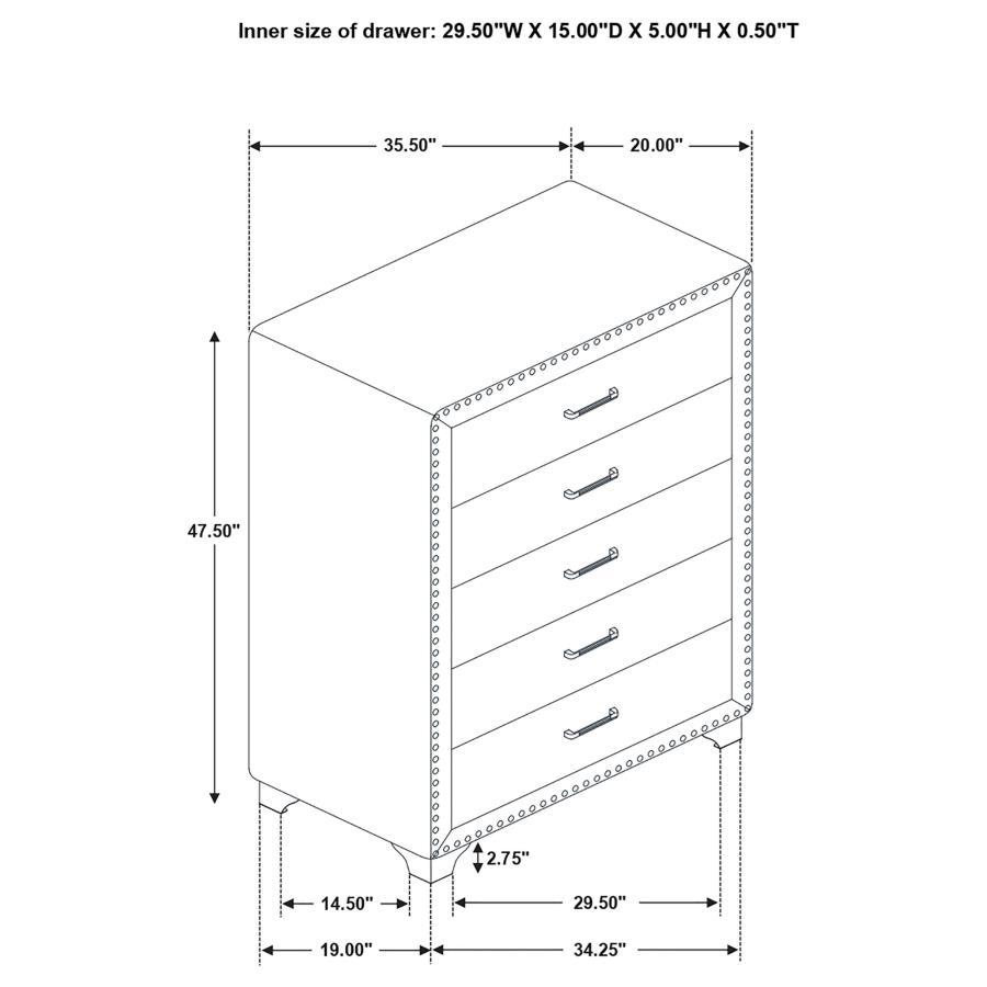 Melody - 5 - Drawer Bedroom Chest - Gray Accent Chest modern furniture Contempo Furniture
