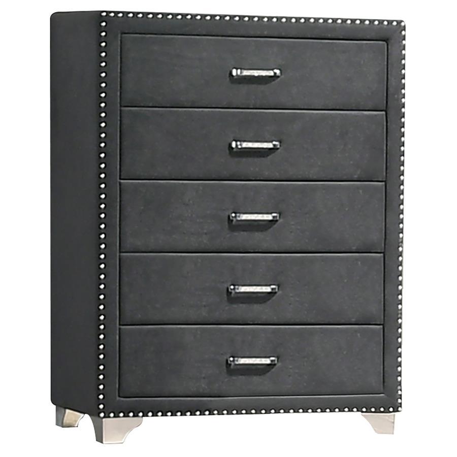 Melody - 5 - Drawer Bedroom Chest - Gray Accent Chest modern furniture Contempo Furniture