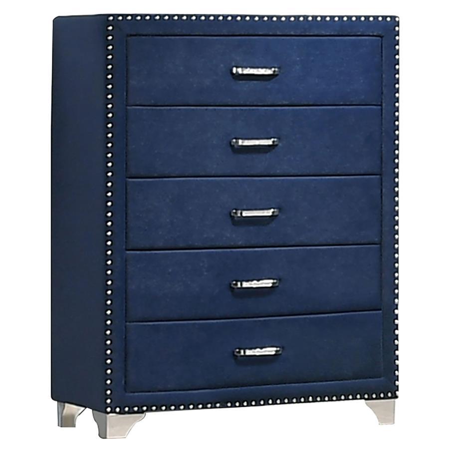 Melody - 5 - Drawer Bedroom Chest - Pacific Blue Accent Chest modern furniture Contempo Furniture