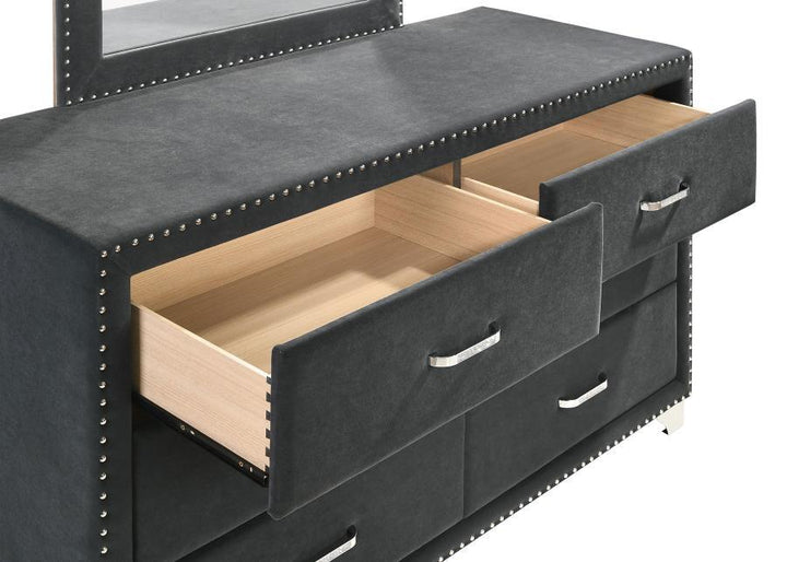 Melody - 6 - Drawer Upholstered Dresser - Gray Dressers modern furniture Contempo Furniture