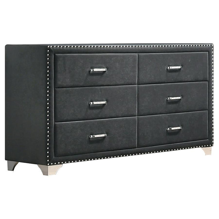Melody - 6 - Drawer Upholstered Dresser - Gray Dressers modern furniture Contempo Furniture