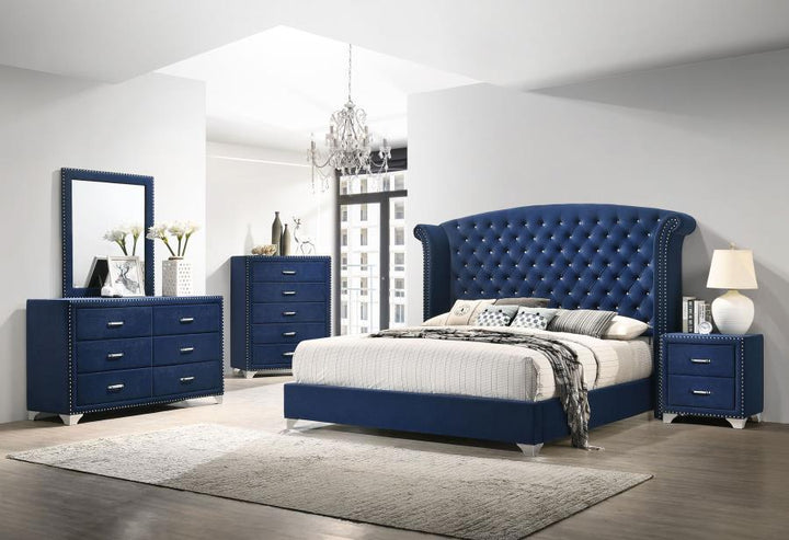 Melody - Upholstered 2 - Drawer Nightstand - Pacific Blue Accent Nightstand modern furniture Contempo Furniture
